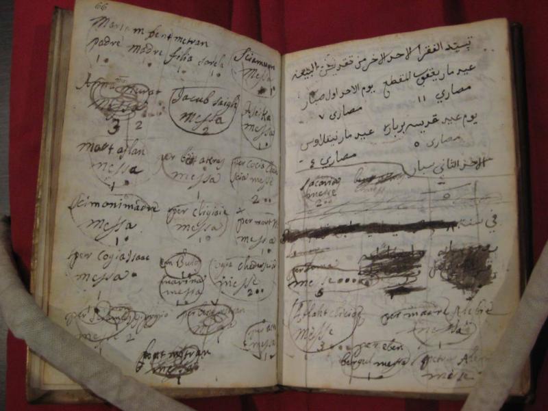 'This manuscript was kept by an Eastern Christian living in Rome in the 18th century.  The copyist made a note of the celebration of masses for people he had left behind in the Ottoman Empire, a testament to the memory of loved ones long after the migrati