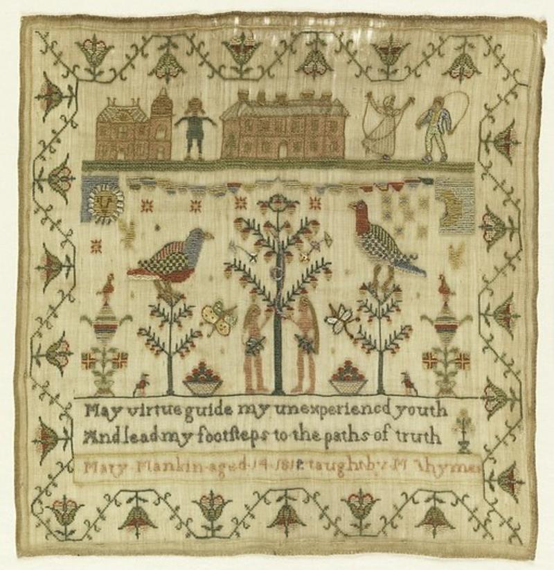 Sampler (England)181019 (Ch 18483249) Cooper Hewitt Smithsonian Design Museum Public Domain via Wikim Sampler (England)181019 (Ch 18483249) Cooper Hewitt Smithsonian Design Museum Public Domain via Wikim