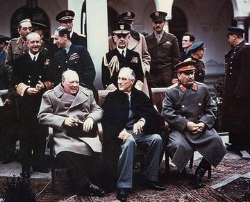 Yalta summit in 1945 with Churchill, Roosevelt and Stalin
