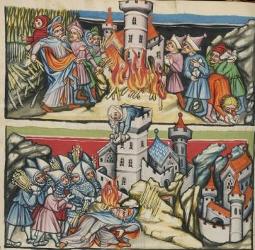 Abimelech Destroying Shechem; Abimelech Killed by the Woman of Thebes