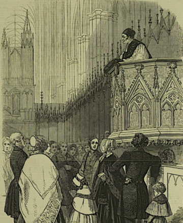 Preaching the fast day sermon in Westminster Abbey, 1847.