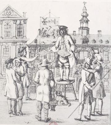 Brȗle-Maison (François Cottignies) sur la petite place de Lille face à la Bourse. 1745.
