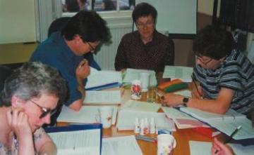 Rosemary Roberts conducting a training day for new copy editors