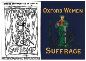 ‘lost’ Oxford suffrage banner carried by an Oxford contingent at a national suffrage march in London in 1908 and recreated in 2018. ‘lost’ Oxford suffrage banner carried by an Oxford contingent at a national suffrage march in London in 1908 and recreated in 2018.