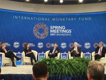 Catherine Schenk at the International Monetary Fund Spring Meetings in Washington DC in 2017
