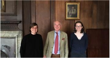 Dr. Mary Cox, Professor Sir Hew Strachan, and Dr. Claire Morelon. Photo courtesy of Dr. Mary Cox. Dr. Mary Cox, Professor Sir Hew Strachan, and Dr. Claire Morelon. Photo courtesy of Dr. Mary Cox.