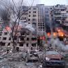 House on Bohatyrska Street, Ukraine after shelling of 14 March 2022