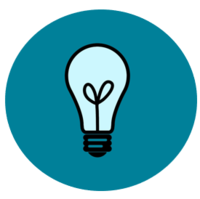 A drawing of a lightbulb