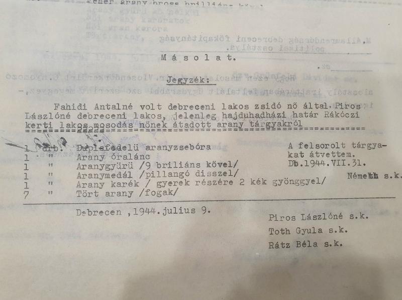 Debrecen Gendarmerie Investigative Files, Hungarian Jewish Museum and Archives, XX-B, File 14 – Debreceni csendőrkerület