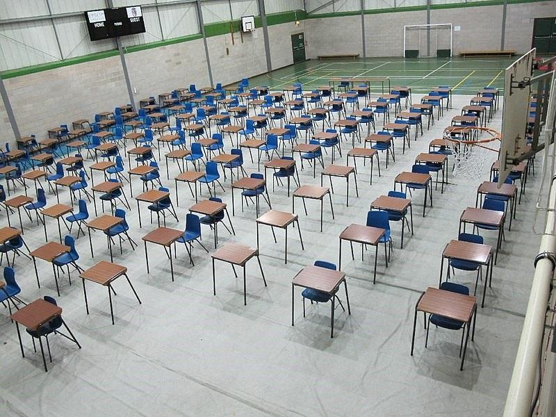 ‘Exam tables in sports hall, Epsom College’, David Hawgood, June 2010 <