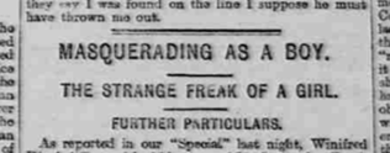 Figure 1: "Masquerading as a Boy." The Evening Telegraph and Star, 15 February 1896, p. 2