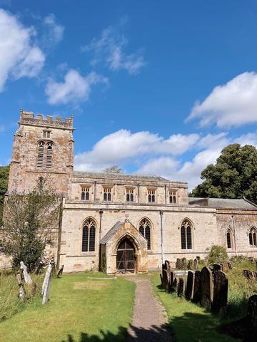 Author’s photograph, 19 Aug. 2023. Exterior of the Church of St Michael & All Angels, Great Tew, Oxfordshire.