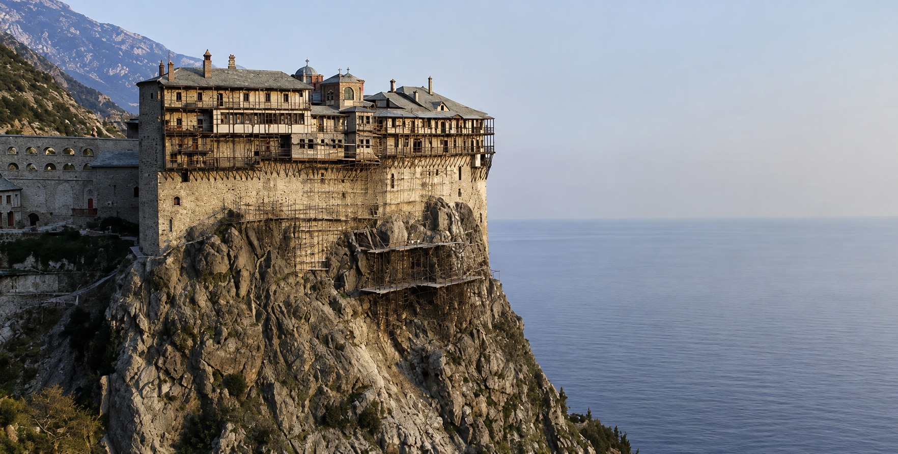 View of the monastery of Simonos Petra, Mt Athos