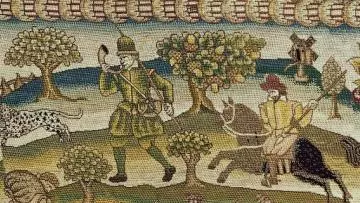 A carpet depicting hunting in early modern england