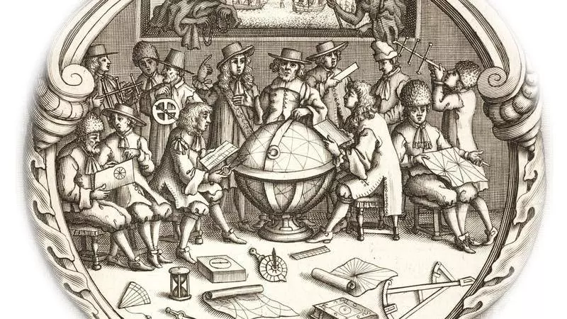 A scene of mathematical learning in 1680.