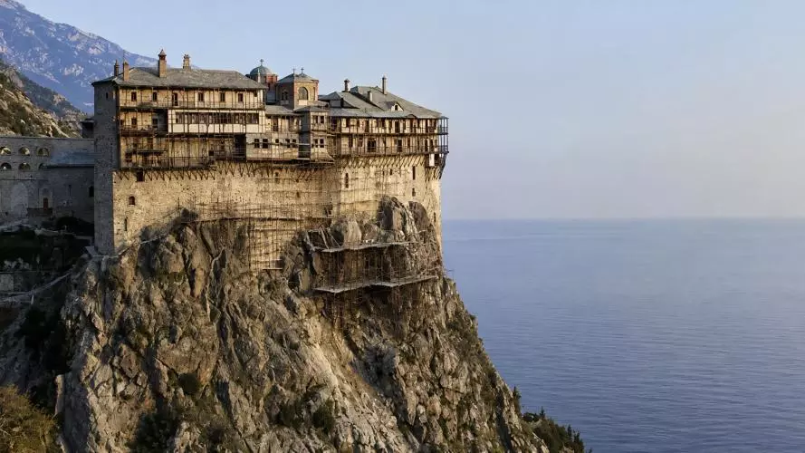 View of the monastery of Simonos Petra, Mt Athos
