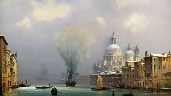 Venezia sotto la neve by Ippolito Caffi (c. 1841), Museo Revoltella Galleria d'Arte Moderna, Trieste.