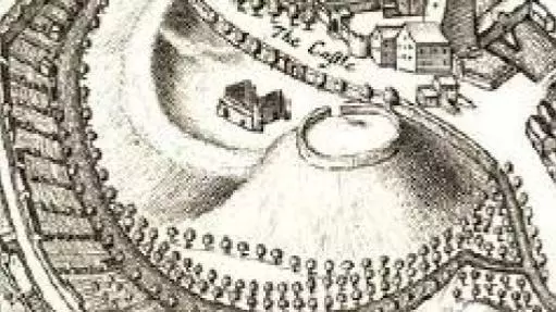 Oxford Castle on David Loggan’s map, 1675.
