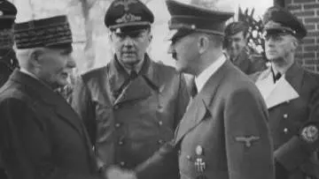 Maréchal Pétain shaking hands with Adolf Hitler