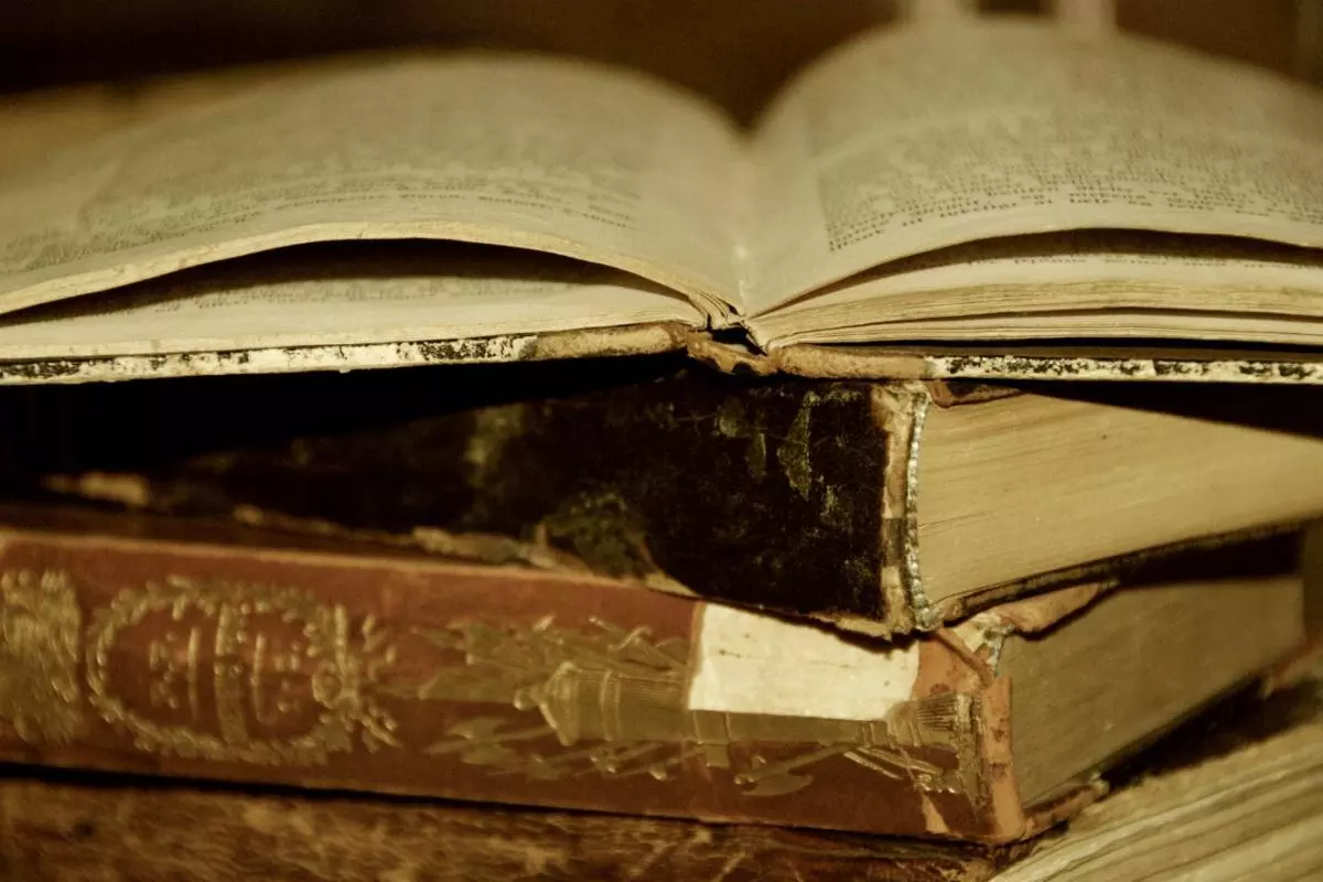 A pile of old books